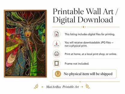 Awakening printable wall art by MATBEST / MatiArtBox. The purchase includes downloadable JPG files for printing at home, locally or online; no frame or physical item will be shipped.