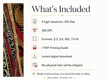 Awakening digital download by MATBEST / MatiArtBox includes four high-resolution 300 DPI JPG files in 2:3, 3:4, ISO and 11:14 formats, plus a PDF printing guide. No physical item will be shipped.