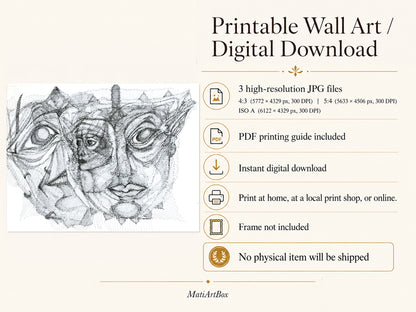 Personalities digital download by MatiArtBox with 3 high-resolution 300 DPI JPG files, a PDF printing guide and no physical item shipped.