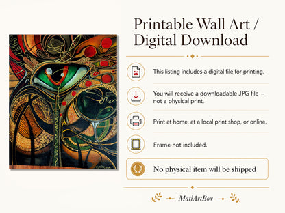MatiArtBox printable wall art information graphic featuring It’s Not What You Think You See, explaining that the listing includes a downloadable JPG file, not a physical print.  Matiartbox
